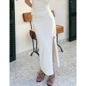 COS Textured Pencil Skirt Midi in White Ivory Size Medium
